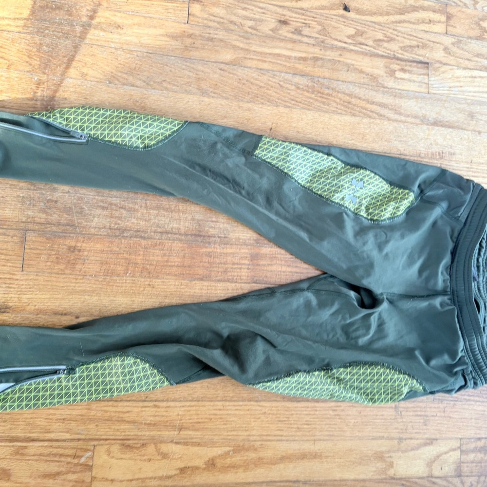 Green Athletic Pants with Mesh Accents